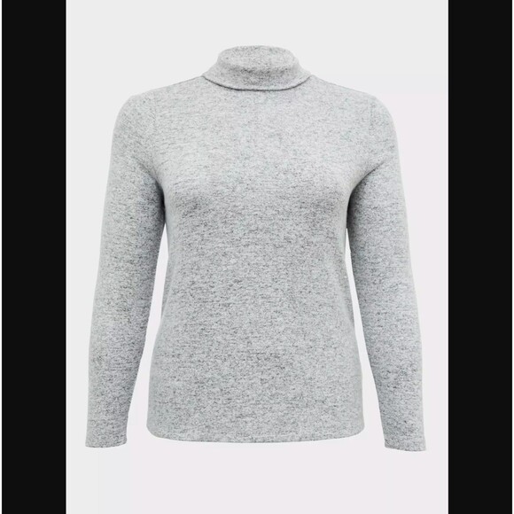 Torrid Turtleneck Top 3X 22 24 Heather Gray Super Soft Plush Long Sleeve Cozy - Picture 6 of 7
